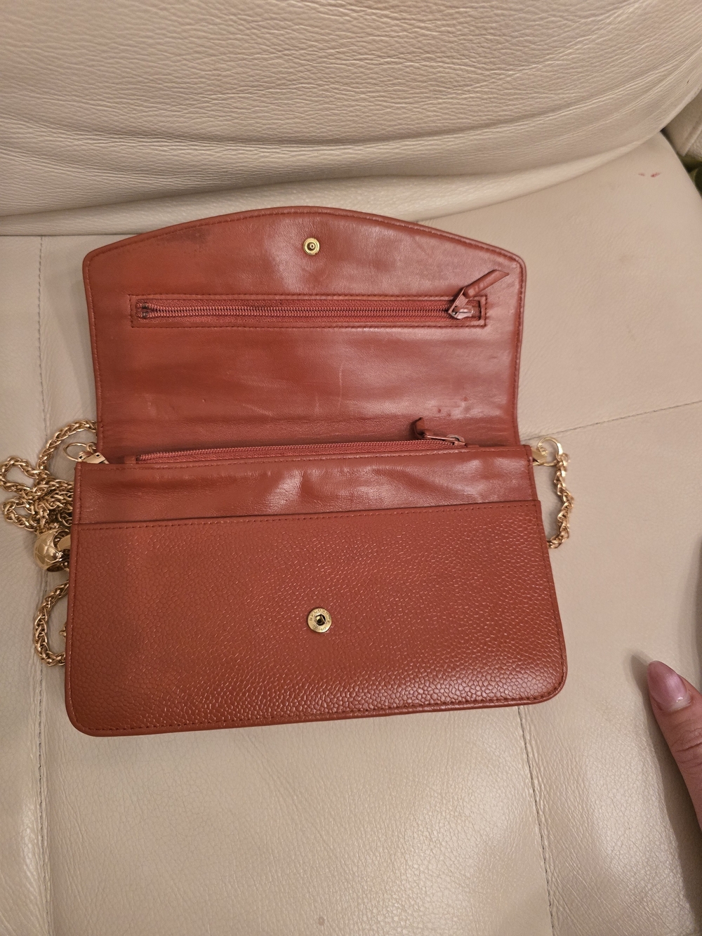 Chanel Brick Red Leather Quilted Chain Wallet-On-Chain - Picture 3 of 17